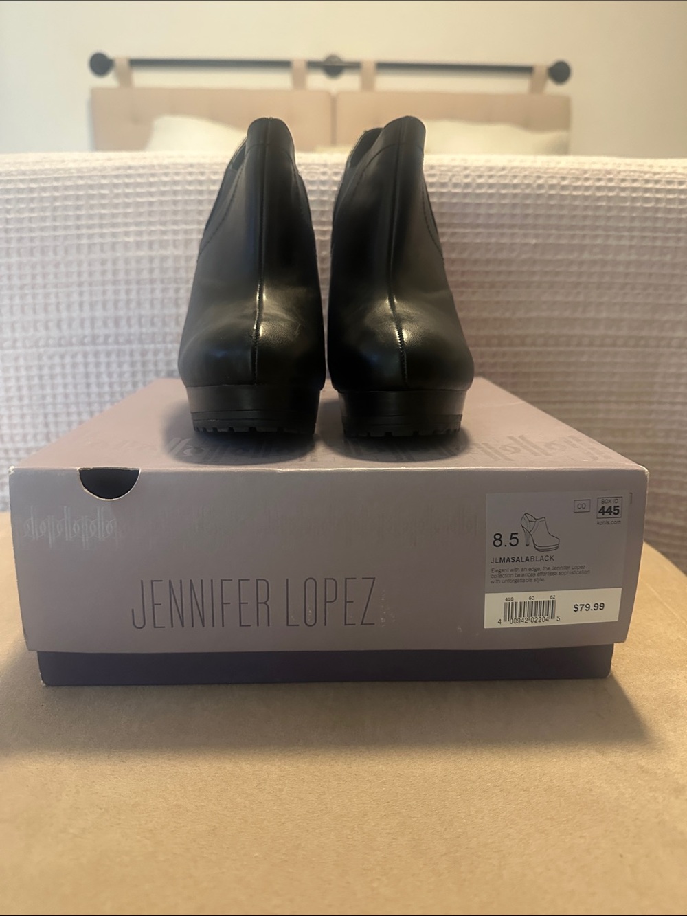 Jennifer Lopez Black Leather Ankle Booties